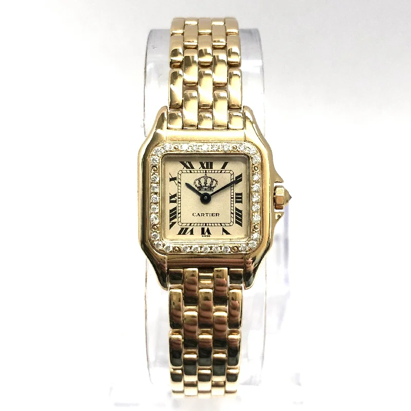 CARTIER PANTHERE Quartz 23mm 18K Yellow Gold ~0.4TCW DIAMOND Watch Anniversary Dial