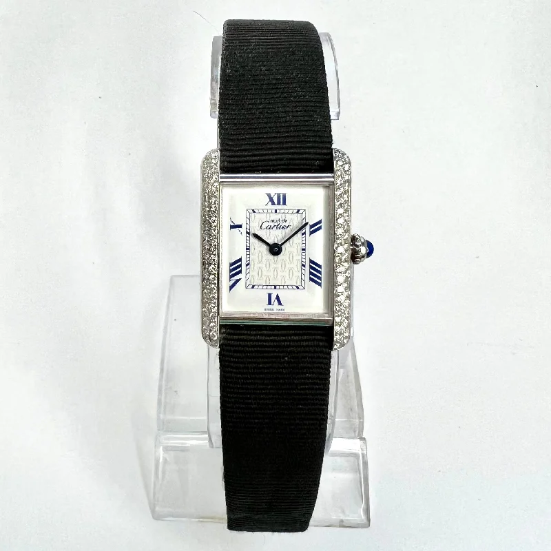 CARTIER TANK Quartz 22mm Silver 0.63TCW Diamond Watch