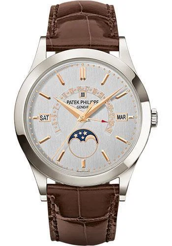 Patek Philippe 39.5mm Men Grand Complications Watch Silver Dial 5496P