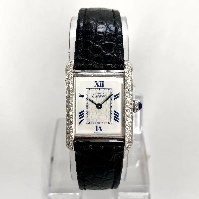 CARTIER TANK Quartz 22mm Silver 0.63TCW Diamond Watch