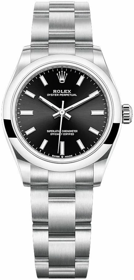 Rolex Oyster Perpetual 31mm Bright Black Dial Steel Reference 277200