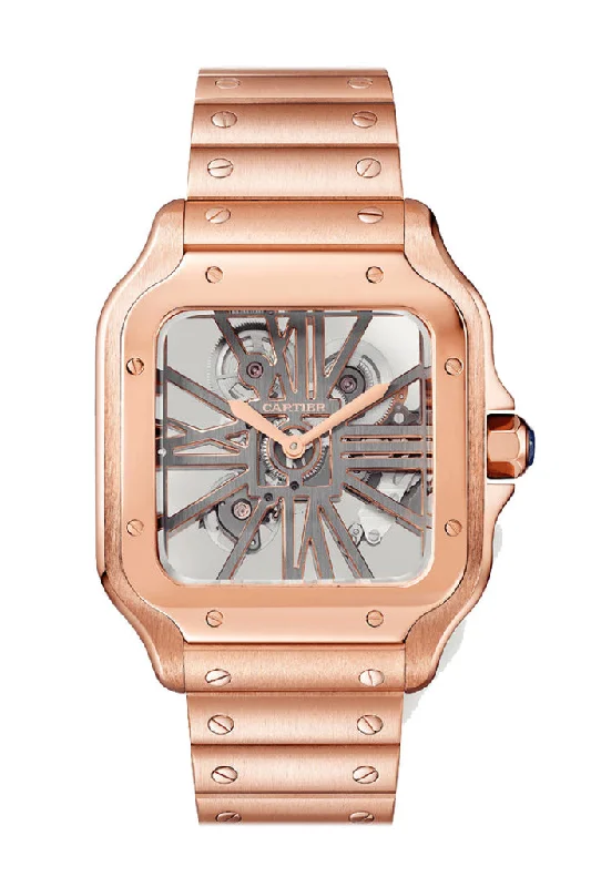 Cartier Santos Skeleton Dial Rose Gold WHSA0016