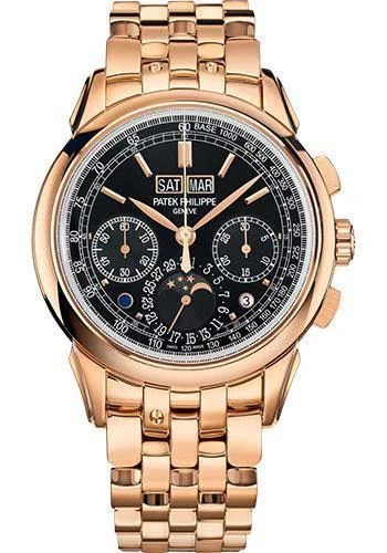 Patek Philippe 41mm Grand Complications Chronograph Perpetual Calendar - Rose Gold - Ebony Black Sunburst Dial Black Dial 5270/1R